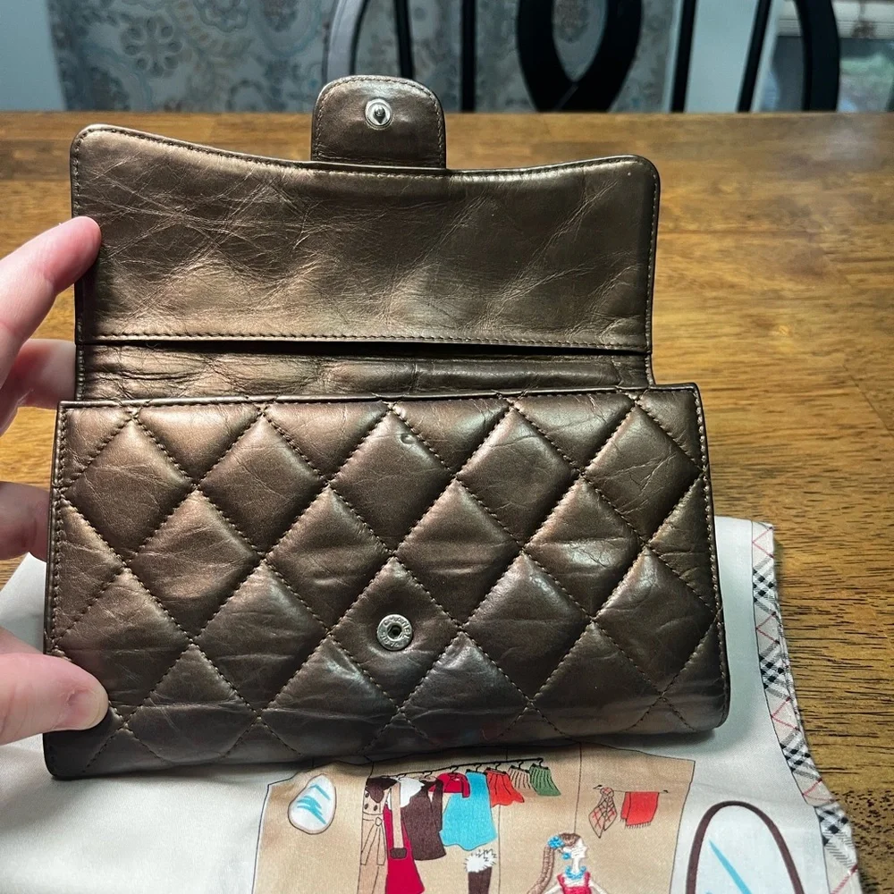 Chanel Quilted Metallic Brown Leather Wallet - Women - Picture 2 of 13